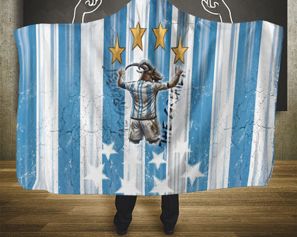 Argentina Football GOAT Hooded Blanket Four Times World Champions