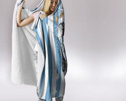Argentina Football GOAT Hooded Blanket Four Times World Champions