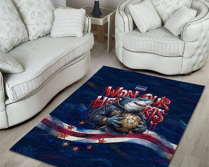 Cape Verde World Football 2026 Area Rug Blue Sharks Won Our Hearts - Oil Paint Style
