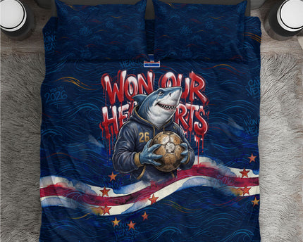 Cape Verde World Football 2026 Bedding Set Blue Sharks Won Our Hearts - Oil Paint Style