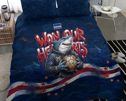 Cape Verde World Football 2026 Bedding Set Blue Sharks Won Our Hearts - Oil Paint Style