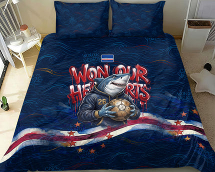 Cape Verde World Football 2026 Bedding Set Blue Sharks Won Our Hearts - Oil Paint Style