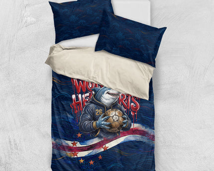 Cape Verde World Football 2026 Bedding Set Blue Sharks Won Our Hearts - Oil Paint Style