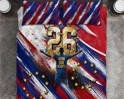 Cape Verde Football 2026 Bedding Set Won Our Hearts Blue Sharks Soccer Player