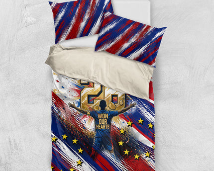 Cape Verde Football 2026 Bedding Set Won Our Hearts Blue Sharks Soccer Player