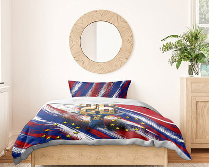 Cape Verde Football 2026 Bedding Set Won Our Hearts Blue Sharks Soccer Player