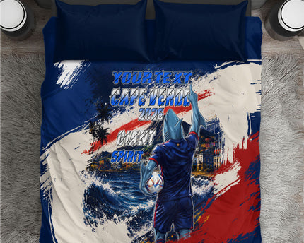 Personalized Cape Verde Blue Sharks Bedding Set Giant Spirit African Football 2026 Mascot