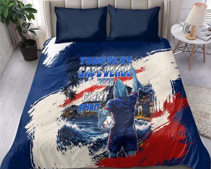 Personalized Cape Verde Blue Sharks Bedding Set Giant Spirit African Football 2026 Mascot