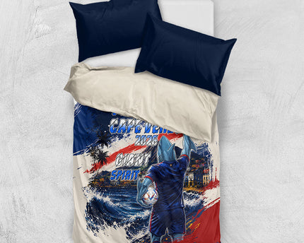 Personalized Cape Verde Blue Sharks Bedding Set Giant Spirit African Football 2026 Mascot