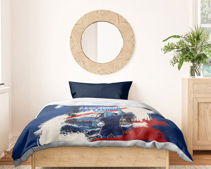 Personalized Cape Verde Blue Sharks Bedding Set Giant Spirit African Football 2026 Mascot