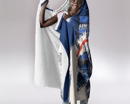 Personalized Cape Verde Blue Sharks Hooded Blanket Giant Spirit African Football 2026 Mascot