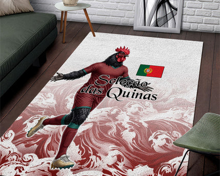 Portugal Football Selecao das Quinas Area Rug Rooster Mascot Patriotic Ornate