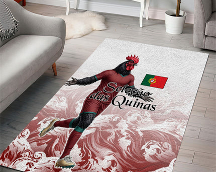 Portugal Football Selecao das Quinas Area Rug Rooster Mascot Patriotic Ornate