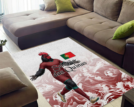 Portugal Football Selecao das Quinas Area Rug Rooster Mascot Patriotic Ornate