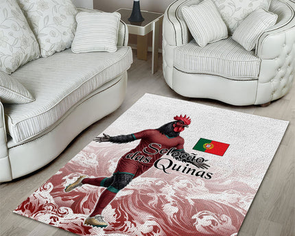 Portugal Football Selecao das Quinas Area Rug Rooster Mascot Patriotic Ornate
