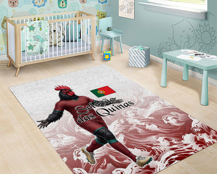 Portugal Football Selecao das Quinas Area Rug Rooster Mascot Patriotic Ornate