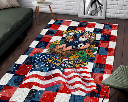 USA Soccer Summer Christmas In July Area Rug Summer Santa World Football