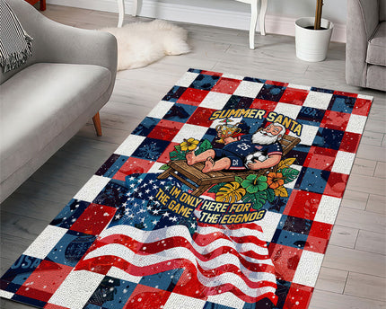 USA Soccer Summer Christmas In July Area Rug Summer Santa World Football