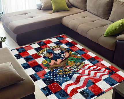 USA Soccer Summer Christmas In July Area Rug Summer Santa World Football