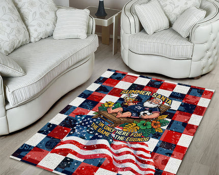 USA Soccer Summer Christmas In July Area Rug Summer Santa World Football