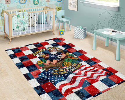 USA Soccer Summer Christmas In July Area Rug Summer Santa World Football