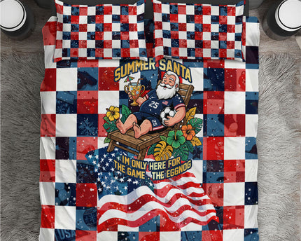 USA Soccer Summer Christmas In July Bedding Set Summer Santa World Football