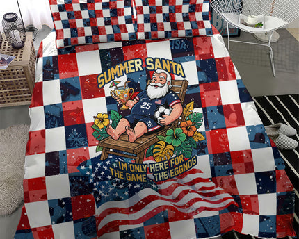 USA Soccer Summer Christmas In July Bedding Set Summer Santa World Football