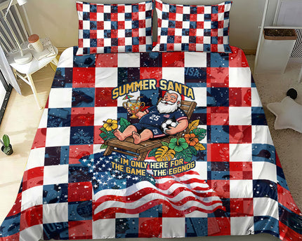 USA Soccer Summer Christmas In July Bedding Set Summer Santa World Football