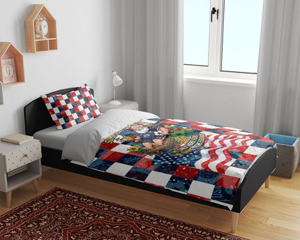 USA Soccer Summer Christmas In July Bedding Set Summer Santa World Football