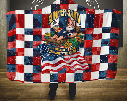 USA Soccer Summer Christmas In July Hooded Blanket Summer Santa World Football