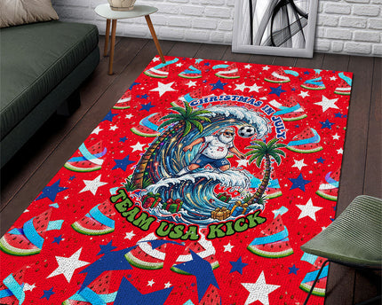 Christmas In July USA Soccer Area Rug Surfing Santa Flamingo Summer Watermelon