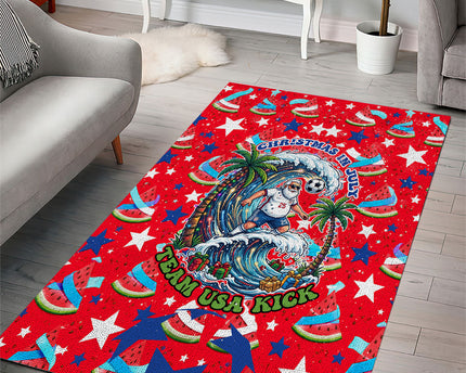 Christmas In July USA Soccer Area Rug Surfing Santa Flamingo Summer Watermelon