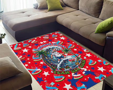 Christmas In July USA Soccer Area Rug Surfing Santa Flamingo Summer Watermelon