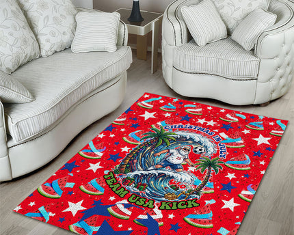Christmas In July USA Soccer Area Rug Surfing Santa Flamingo Summer Watermelon