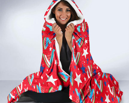 Christmas In July USA Soccer Hooded Blanket Surfing Santa Flamingo Summer Watermelon