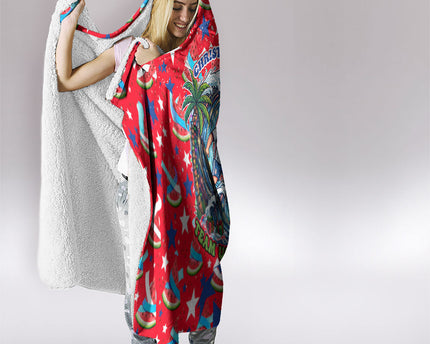 Christmas In July USA Soccer Hooded Blanket Surfing Santa Flamingo Summer Watermelon