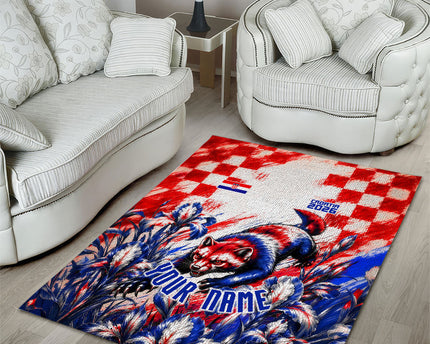 Personalized Croatia Marten Soccer 2026 Area Rug Football Grunge Checkerboard Croatian Iris Floral
