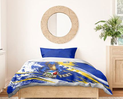 Personalized Bosnia Herzegovina Dragon Soccer Bedding Set Bosnian Football Flag Stars Fleur De Lis Grunge