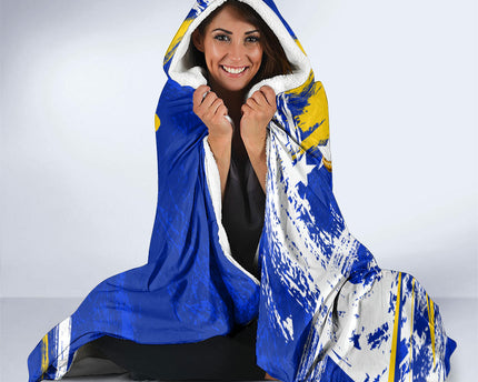 Personalized Bosnia Herzegovina Dragon Soccer Hooded Blanket Bosnian Football Flag Stars Fleur De Lis Grunge