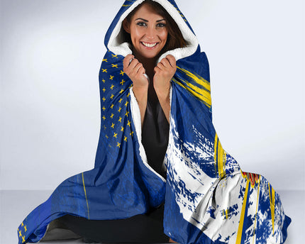 Personalized Sweden Dala Horse Soccer 2026 Hooded Blanket Grunge Swedish Flag Brush Strokes