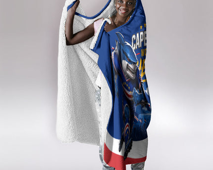 Cape Verde Won Our Hearts Soccer Hooded Blanket Blue Sharks Football Mascot Patriotic National Team