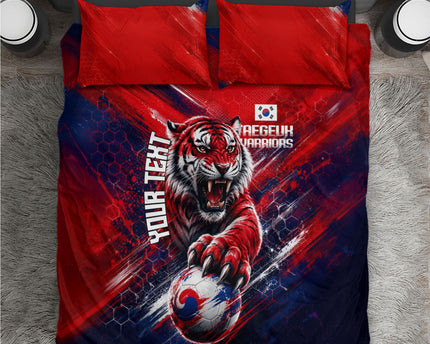 Personalized Taegeuk Warriors Korean Tiger Football Bedding Set South Korean Tiger Soccer Ball Flag