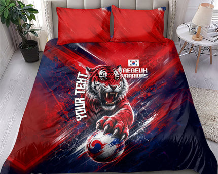 Personalized Taegeuk Warriors Korean Tiger Football Bedding Set South Korean Tiger Soccer Ball Flag