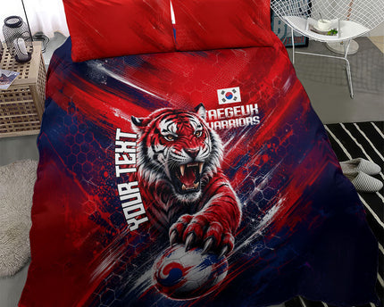 Personalized Taegeuk Warriors Korean Tiger Football Bedding Set South Korean Tiger Soccer Ball Flag