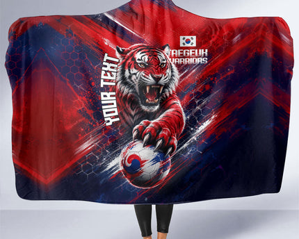 Personalized Taegeuk Warriors Korean Tiger Football Hooded Blanket South Korean Tiger Soccer Ball Flag