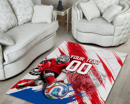 Personalized South Korea White Tiger Soccer Area Rug Fierce Football Mascot Korean Flag