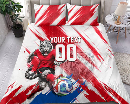 Personalized South Korea White Tiger Soccer Bedding Set Fierce Football Mascot Korean Flag