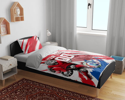 Personalized South Korea White Tiger Soccer Bedding Set Fierce Football Mascot Korean Flag