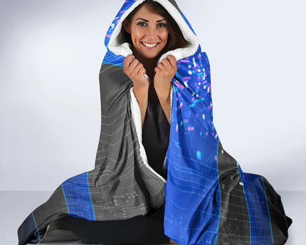 7th Birthday Boys Hooded Blanket I was 6 Now Im 7 Gaming And Tech Theme