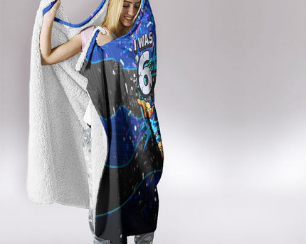 7th Birthday Boys Hooded Blanket I was 6 Now Im 7 Gaming And Tech Theme